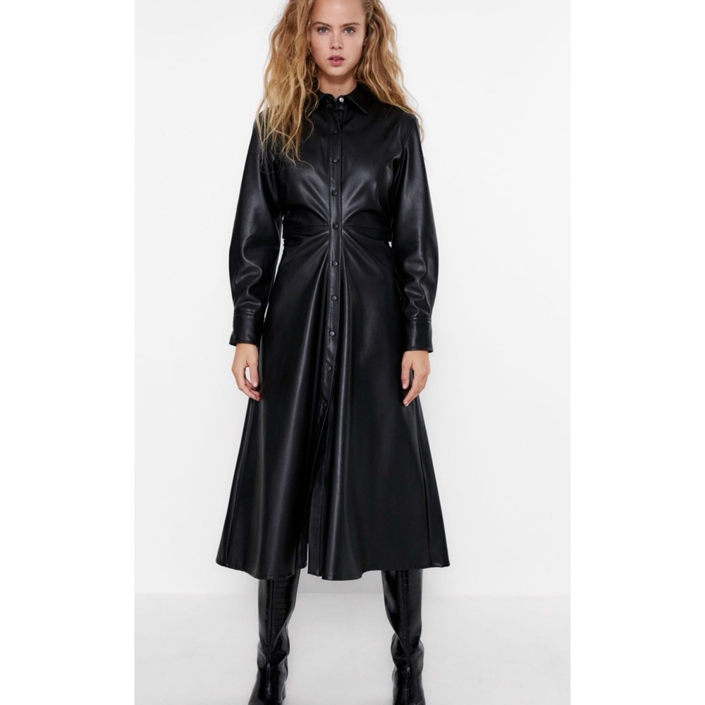 Zara faux leather midi dress